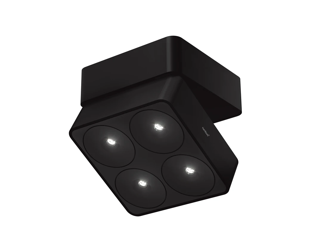 Extends the Nimbus "lighting toolbox": the new Q FOUR TT spotlight. Equipped with Bartenbach lenses, the spotlight provides excellent light quality and is glare-free. Photo: Nimbus<br />Dimensions of Q Four TT 128 x 128 x 40 (+10) cm